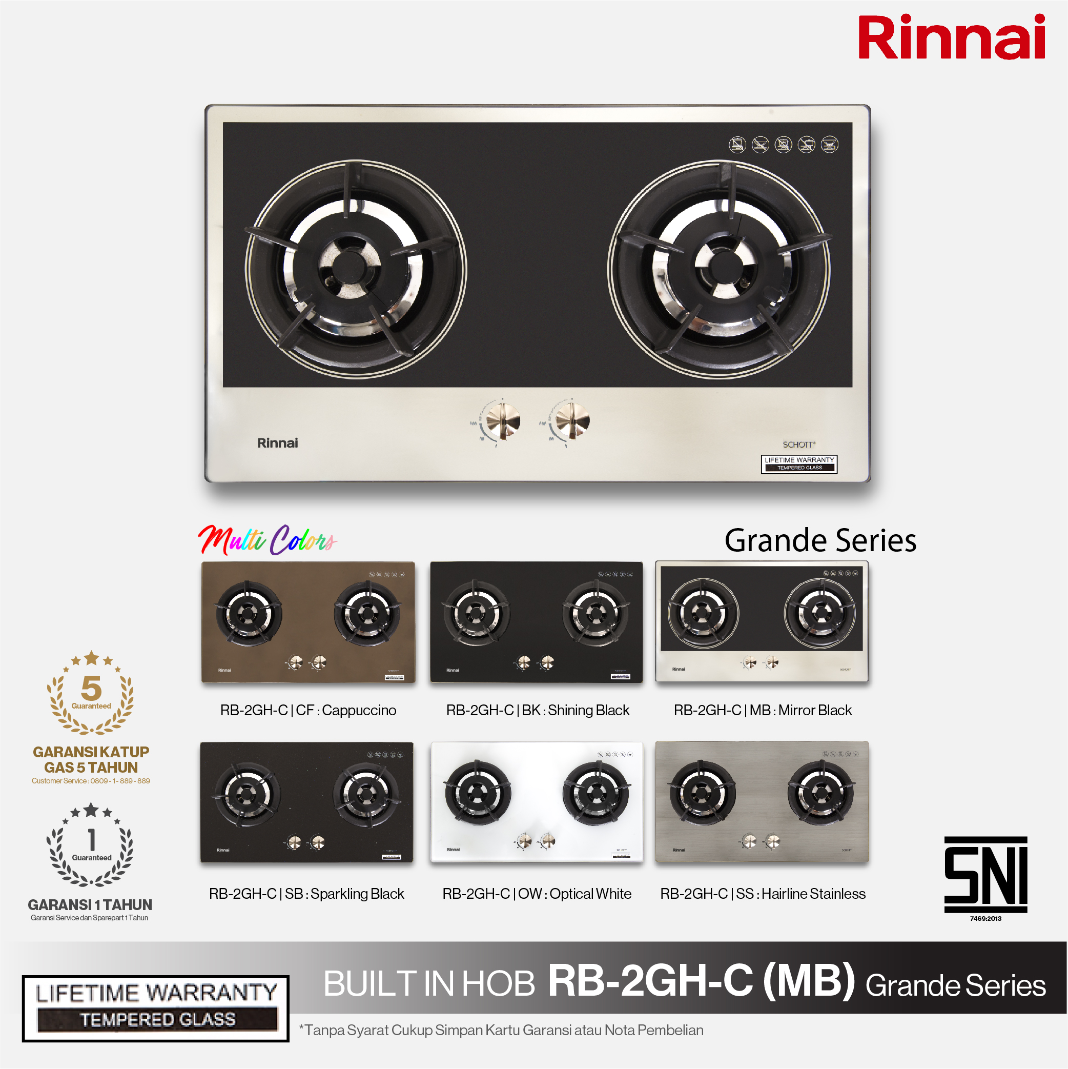 Rinnai Kompor Tanam 2 Tungku Grande - RB2GH MB